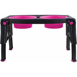image:imageDexas Pets Adjustable Height Double Pet Feeder with Stainless Steel BowlsGrayPink