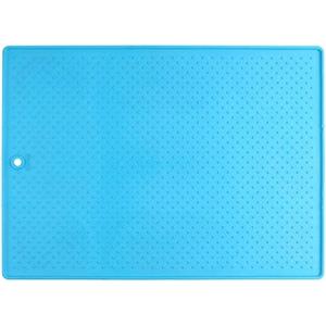 image:imageDexas Pets Grippmat Flexible NonSlip Pet PlacematSpill Catcher for Dog Bowls and Cat Bowls 17 by 235 Inches GrayBlue