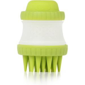 image:imageDexas ScrubBuster Silicone Dog Washing Brush with Builtin Shampoo Reservoir Pro BlueGreen