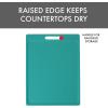 image:imageDexas NSF Certified Polysafe Cutting Board with Handle and Juice Well 12 x 18 inches Reversible Kitchen Cutting Board BlueTeal Green