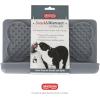 image:imageDexas Snack amp Distract Licking Mat with Catch Tray for Dogs and Cats95x 55 Pro Blue Sticks to Most Slick or Smooth Surfaces Eases Anxiety Prevents Boredom Entertains and DistractsLight Gray