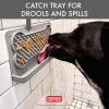 image:imageDexas Snack amp Distract Licking Mat with Catch Tray for Dogs and Cats95x 55 Pro Blue Sticks to Most Slick or Smooth Surfaces Eases Anxiety Prevents Boredom Entertains and DistractsLight Gray