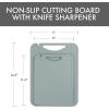 image:imageDexas 2Pack Reversible Cutting Board Set with Ceramic Knife Sharpener  NonSlip BuiltIn Handle amp Ruler Dishwasher Safe 8 x 116 amp 11 x 145