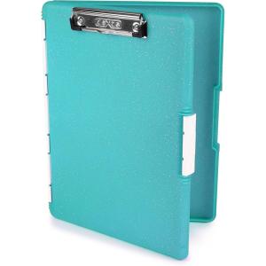 image:imageDexas Slimcase 2 Plastic Clipboard with Storage and Side Opening Natural Glitter Pink Binding Office Supplies Clipboards to Organize A4 Holder Nursing ClipboardsTeal Glitter