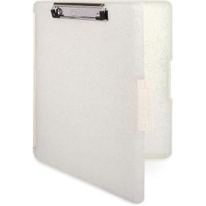 image:imageDexas Slimcase 2 Plastic Clipboard with Storage and Side Opening Natural Glitter Pink Binding Office Supplies Clipboards to Organize A4 Holder Nursing ClipboardsNatural Glitter White Binding
