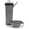 image:imageDexas Popware for Pets Snack Duo Dual Chambered Hydration Bottle and Snack Container with Collapsible Pet Cup GreenLight Gray