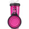 image:imageDexas Popware for Pets Snack Duo Dual Chambered Hydration Bottle and Snack Container with Collapsible Pet Cup GreenPink