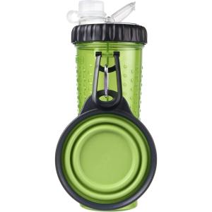 image:imageDexas Popware for Pets Snack Duo Dual Chambered Hydration Bottle and Snack Container with Collapsible Pet Cup GreenGreen