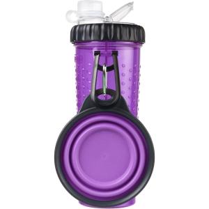 image:imageDexas Popware for Pets Snack Duo Dual Chambered Hydration Bottle and Snack Container with Collapsible Pet Cup GreenPurple