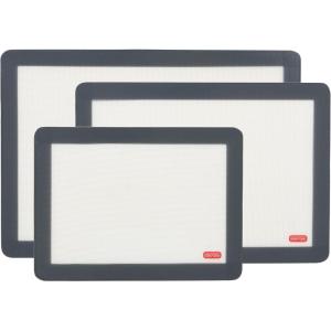 image:imageDexas Silicone NonStick Food Safe Baking Mats 3 Pack Clear wGrey Edge Includes Storage Bands 3 Mat sizes 165x11514x10115x85